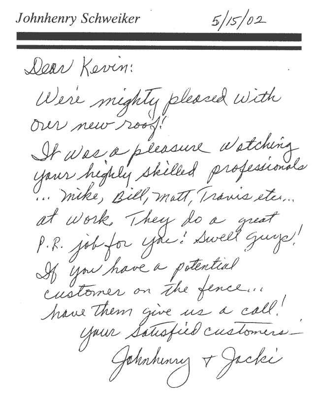 Customer Feedback 5-15-2002