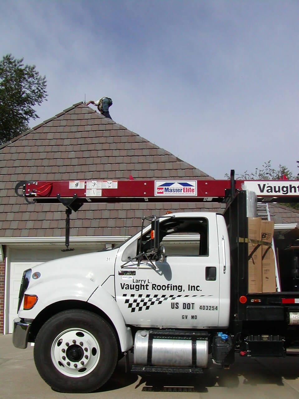 New roof shown with truck