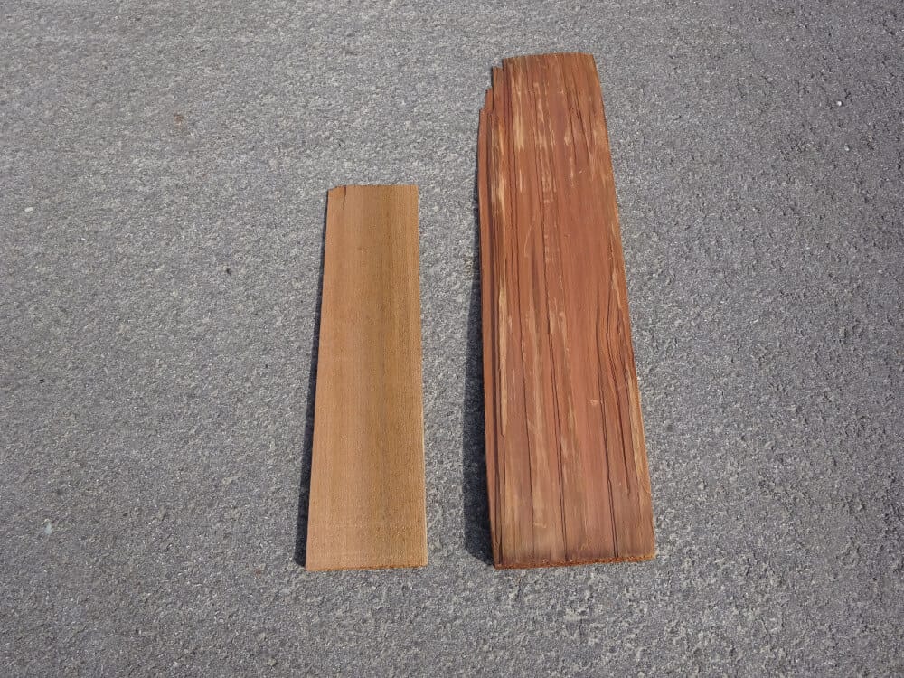 Example image showing a shingle and a shake